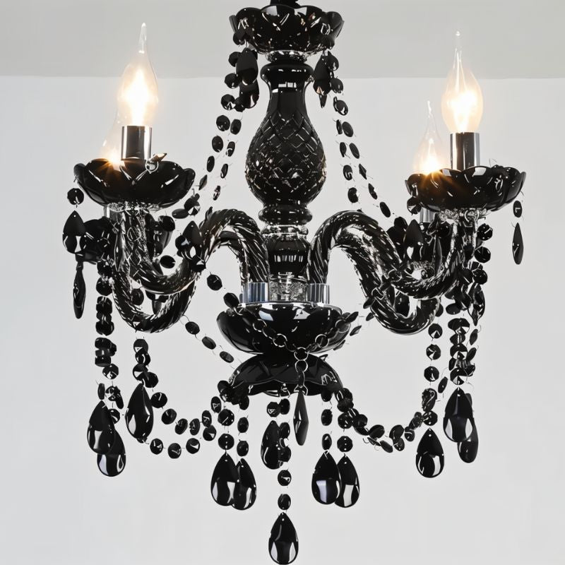 Chandelier Black Crystal Cascading Up To 18 Lights