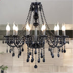Chandelier Black Crystal Cascading Up To 18 Lights