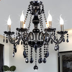 Chandelier Black Crystal Cascading Up To 18 Lights