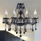 Chandelier Black Crystal Cascading Up To 18 Lights