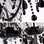 Chandelier Black Crystal Cascading Up To 18 Lights