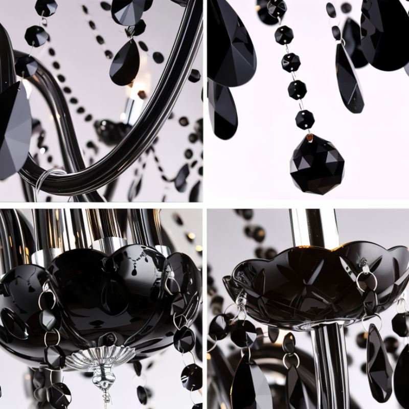 Chandelier Black Crystal Cascading Up To 18 Lights