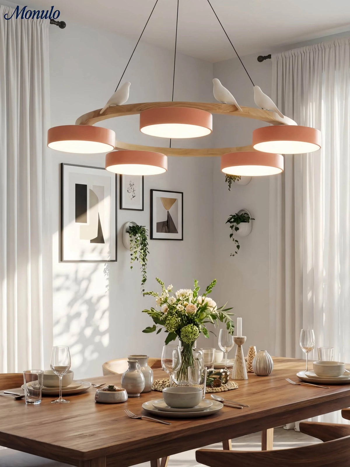 Chandelier Colorful Circular Shades 4 Or 5 Lights