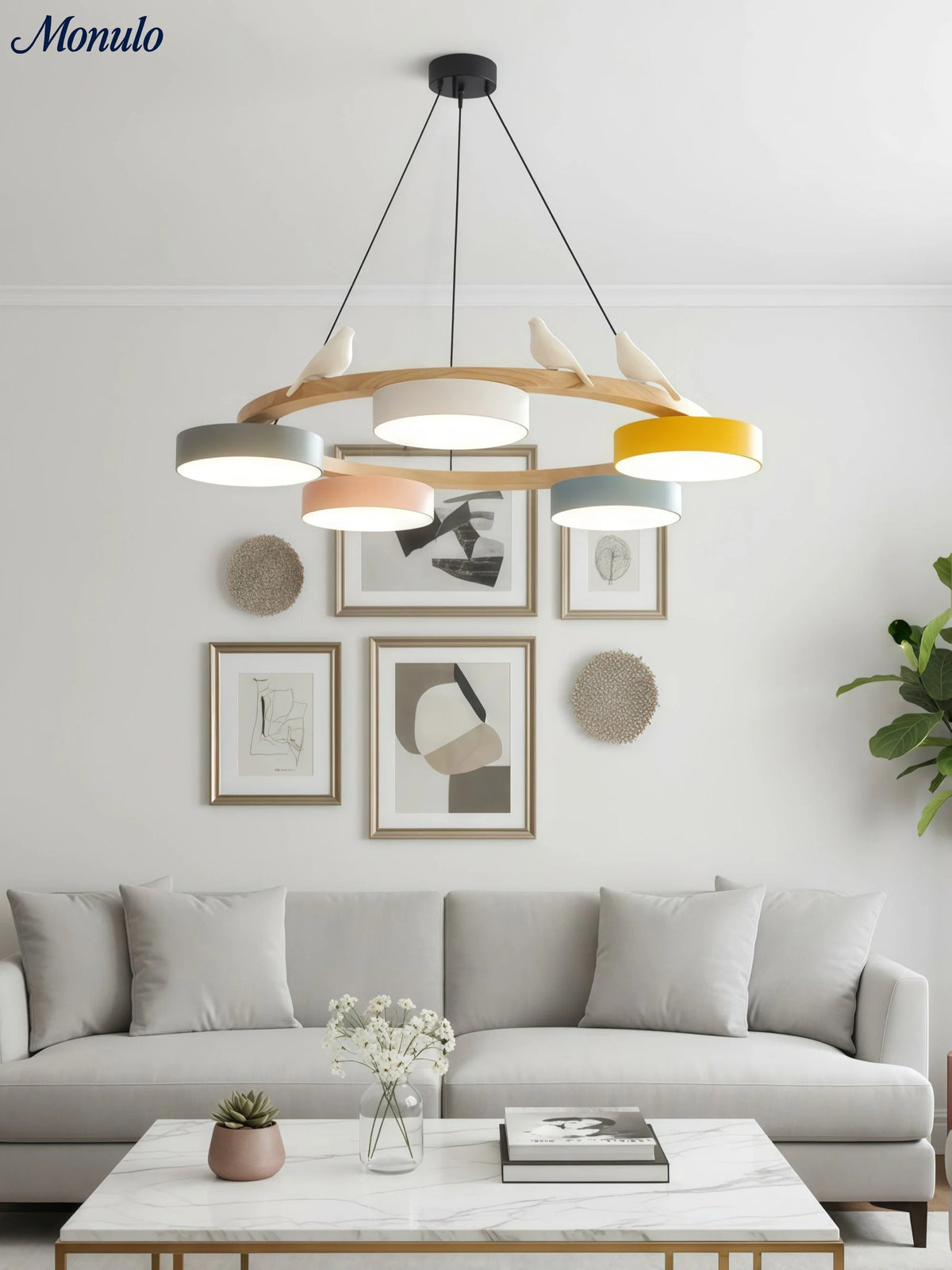 Chandelier Colorful Circular Shades 4 Or 5 Lights