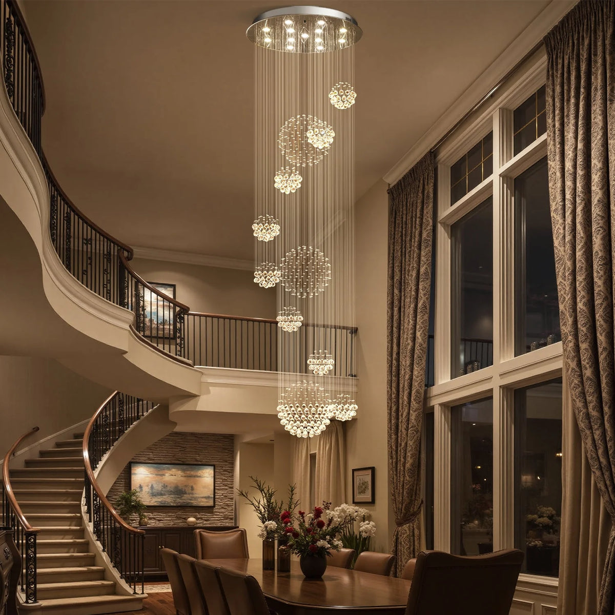 Chandelier Concentric Rings Raindrop Crystals