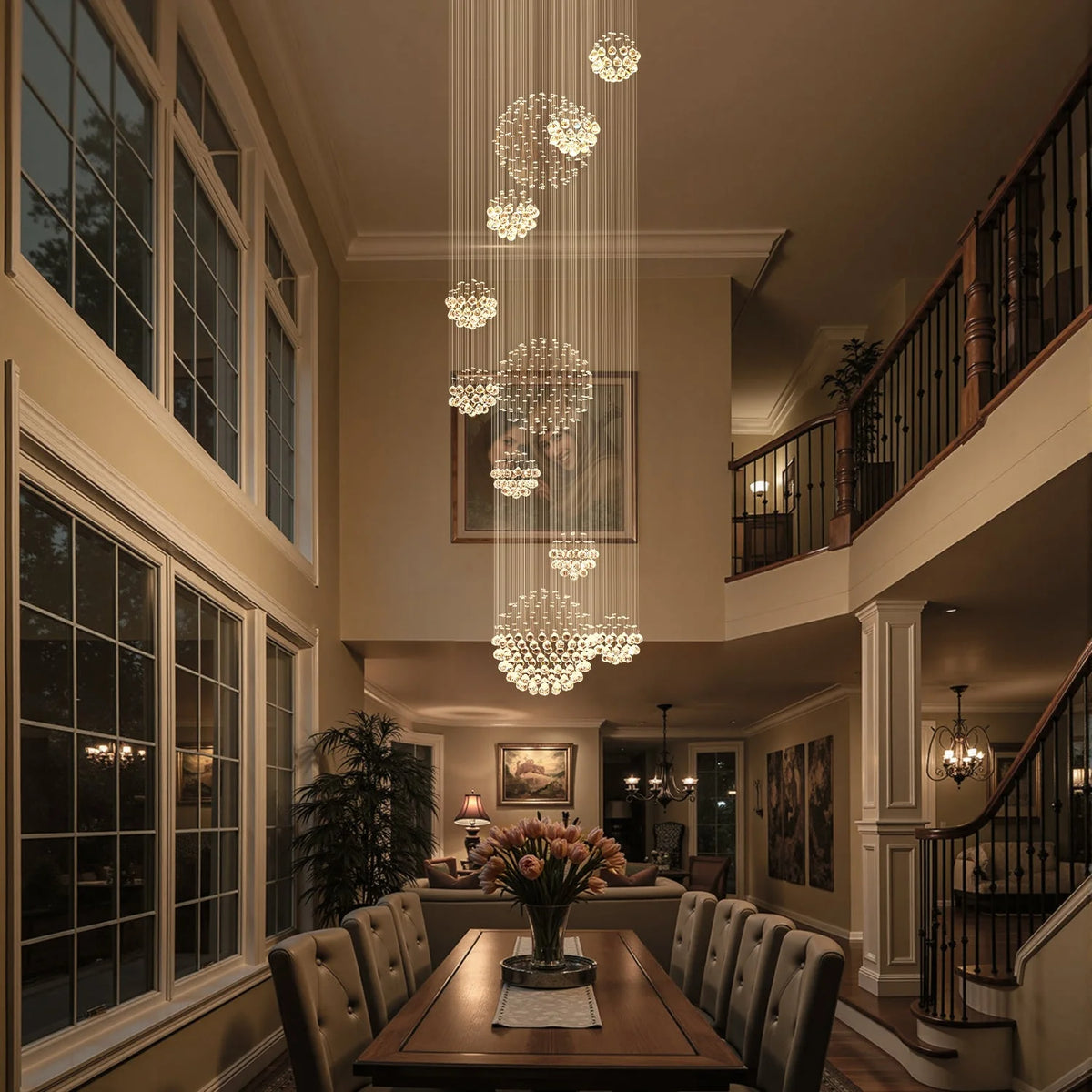 Chandelier Concentric Rings Raindrop Crystals