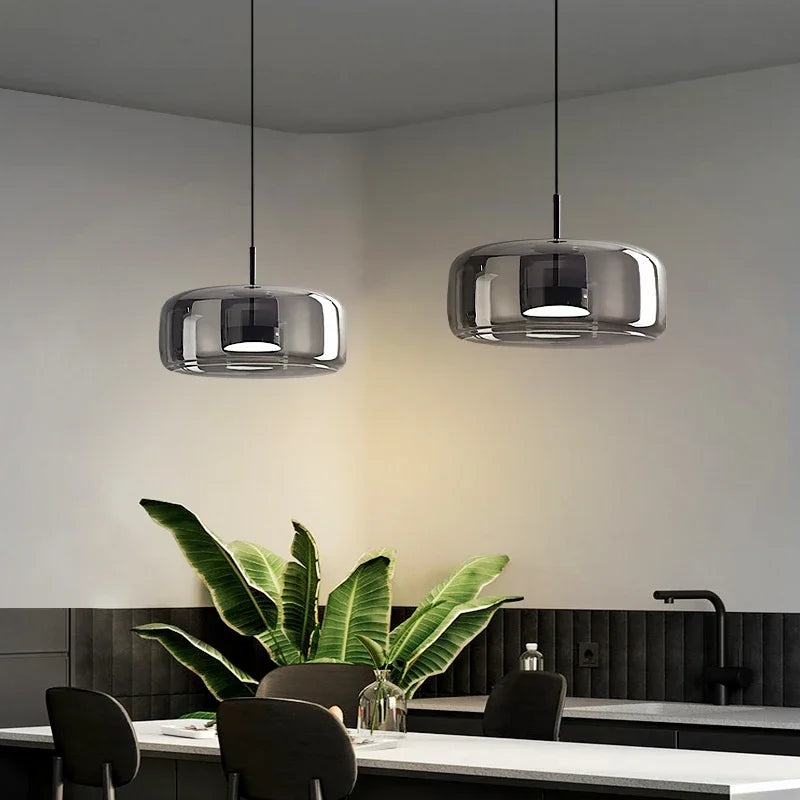 Chandelier Glass Dome Dimmable LED Adjustable Height
