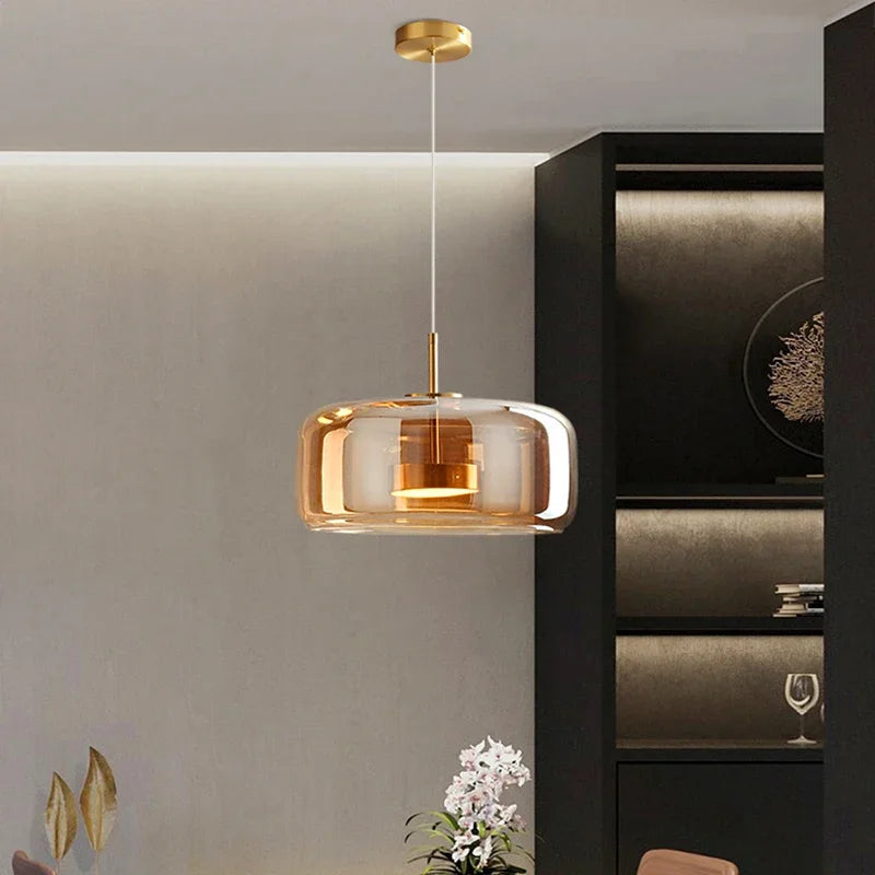 Chandelier Glass Dome Dimmable LED Adjustable Height