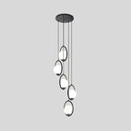 Chandelier Glass Globe Multi-Light Black Metal Adjustable Height