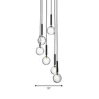 Chandelier Glass Globe Multi-Light Black Metal Adjustable Height