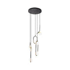 Chandelier Glass Globe Multi-Light Black Metal Adjustable Height