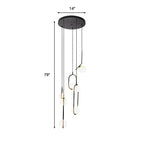 Chandelier Glass Globe Multi-Light Black Metal Adjustable Height