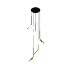 Chandelier Glass Globe Multi-Light Black Metal Adjustable Height