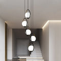 Chandelier Glass Globe Multi-Light Black Metal Adjustable Height