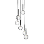 Chandelier Glass Globe Multi-Light Black Metal Adjustable Height