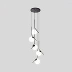Chandelier Glass Globe Multi-Light Black Metal Adjustable Height