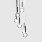 Chandelier Glass Globe Multi-Light Black Metal Adjustable Height