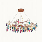 Chandelier Hand-Cut Agate Rose Gold Frame Dimmable G4 Compatible