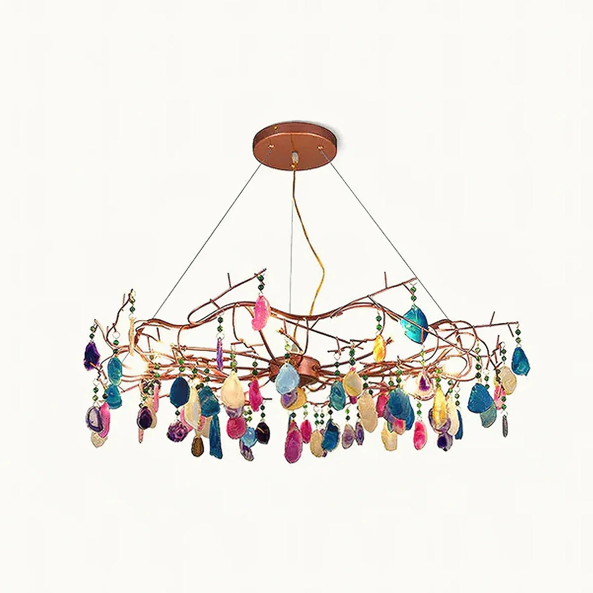 Chandelier Hand-Cut Agate Rose Gold Frame Dimmable G4 Compatible