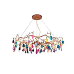 Chandelier Hand-Cut Agate Rose Gold Frame Dimmable G4 Compatible