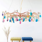 Chandelier Hand-Cut Agate Rose Gold Frame Dimmable G4 Compatible