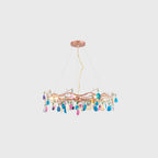 Chandelier Hand-Cut Agate Rose Gold Frame Dimmable G4 Compatible