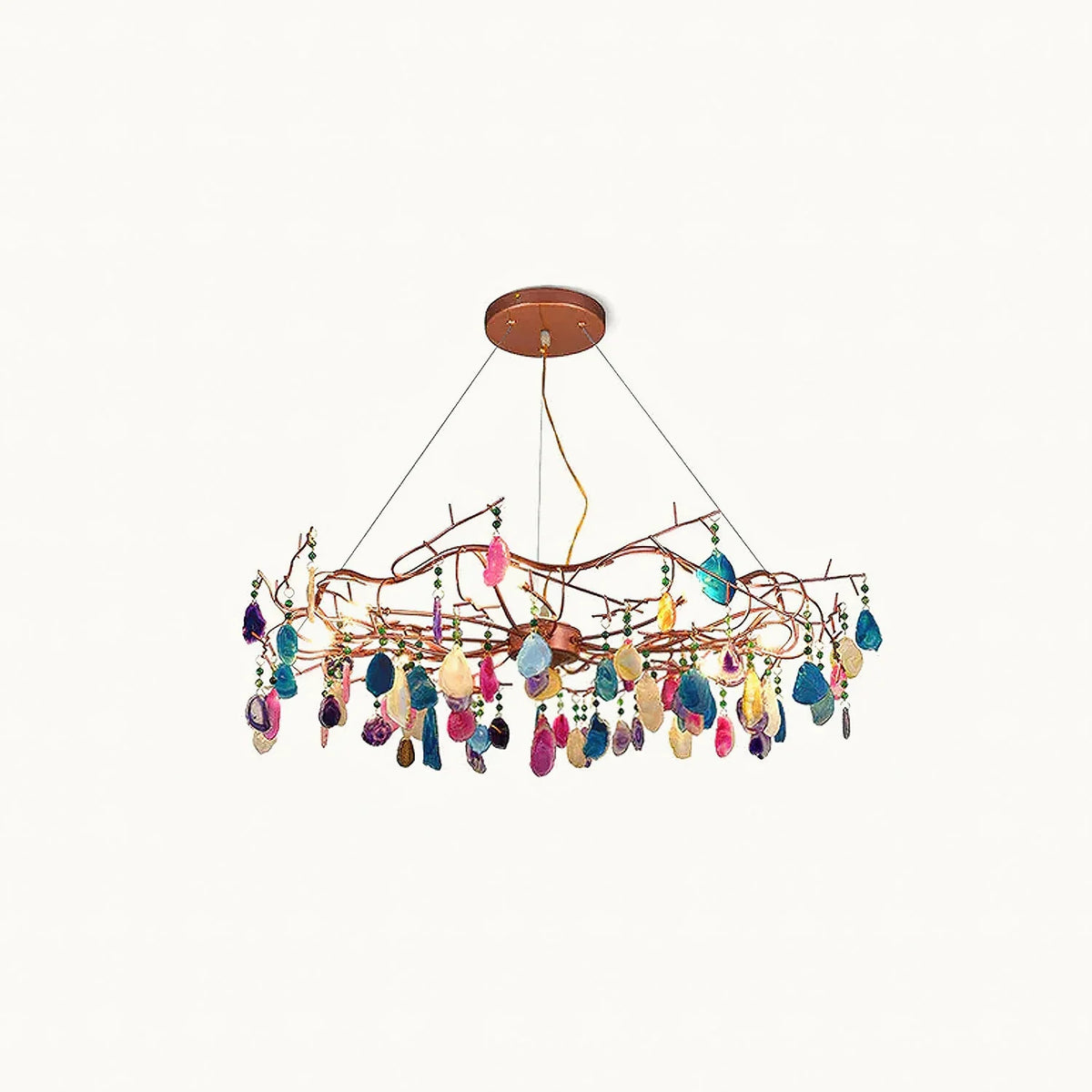 Chandelier Hand-Cut Agate Rose Gold Frame Dimmable G4 Compatible