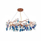 Chandelier Hand-Cut Agate Rose Gold Frame Dimmable G4 Compatible