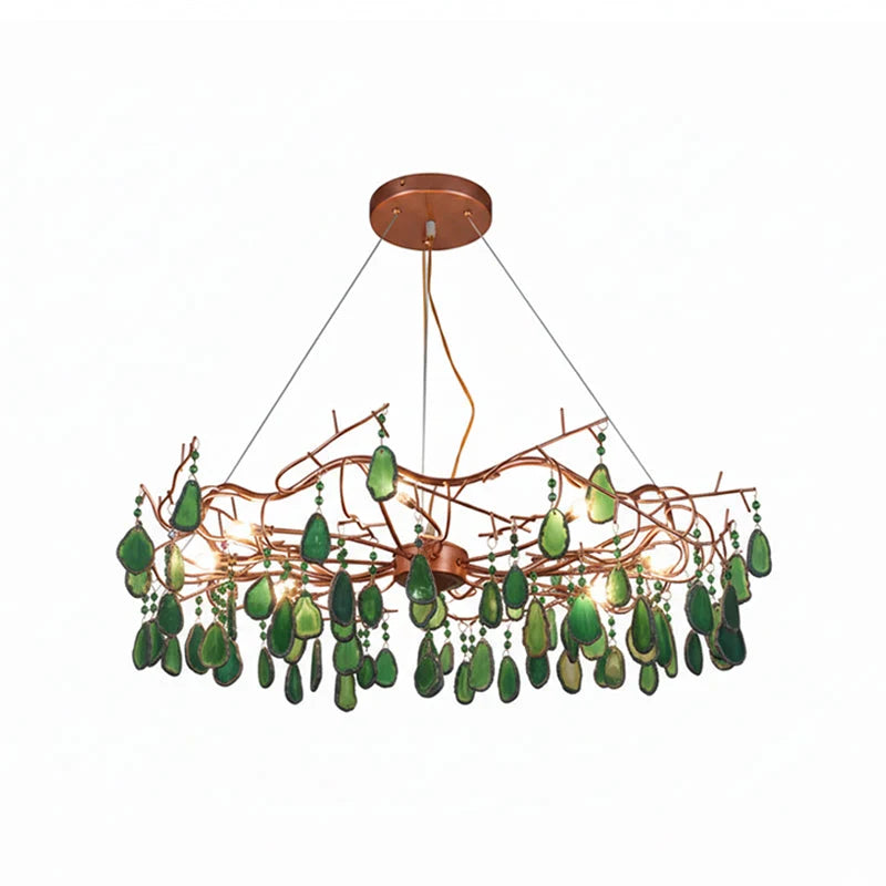 Chandelier Hand-Cut Agate Rose Gold Frame Dimmable G4 Compatible