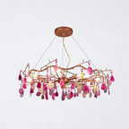 Chandelier Hand-Cut Agate Rose Gold Frame Dimmable G4 Compatible