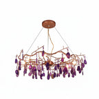 Chandelier Hand-Cut Agate Rose Gold Frame Dimmable G4 Compatible