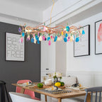 Chandelier Hand-Cut Agate Rose Gold Frame Dimmable G4 Compatible