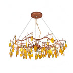 Chandelier Hand-Cut Agate Rose Gold Frame Dimmable G4 Compatible