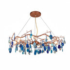Chandelier Hand-Cut Agate Rose Gold Frame Dimmable G4 Compatible