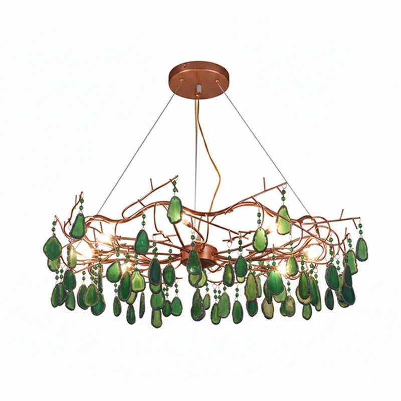 Chandelier Hand-Cut Agate Rose Gold Frame Dimmable G4 Compatible