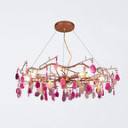 Chandelier Hand-Cut Agate Rose Gold Frame Dimmable G4 Compatible