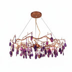 Chandelier Hand-Cut Agate Rose Gold Frame Dimmable G4 Compatible