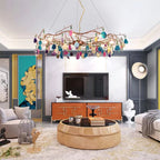Chandelier Hand-Cut Agate Rose Gold Frame Dimmable G4 Compatible