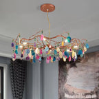 Chandelier Hand-Cut Agate Rose Gold Frame Dimmable G4 Compatible