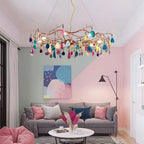 Chandelier Hand-Cut Agate Rose Gold Frame Dimmable G4 Compatible