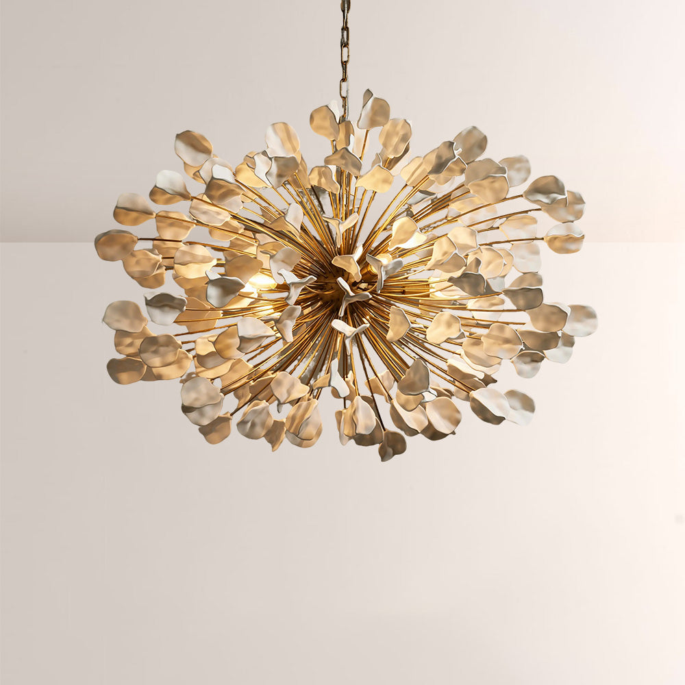 Chandelier Handcrafted Ceramic Leaves 5-Light Dimmable