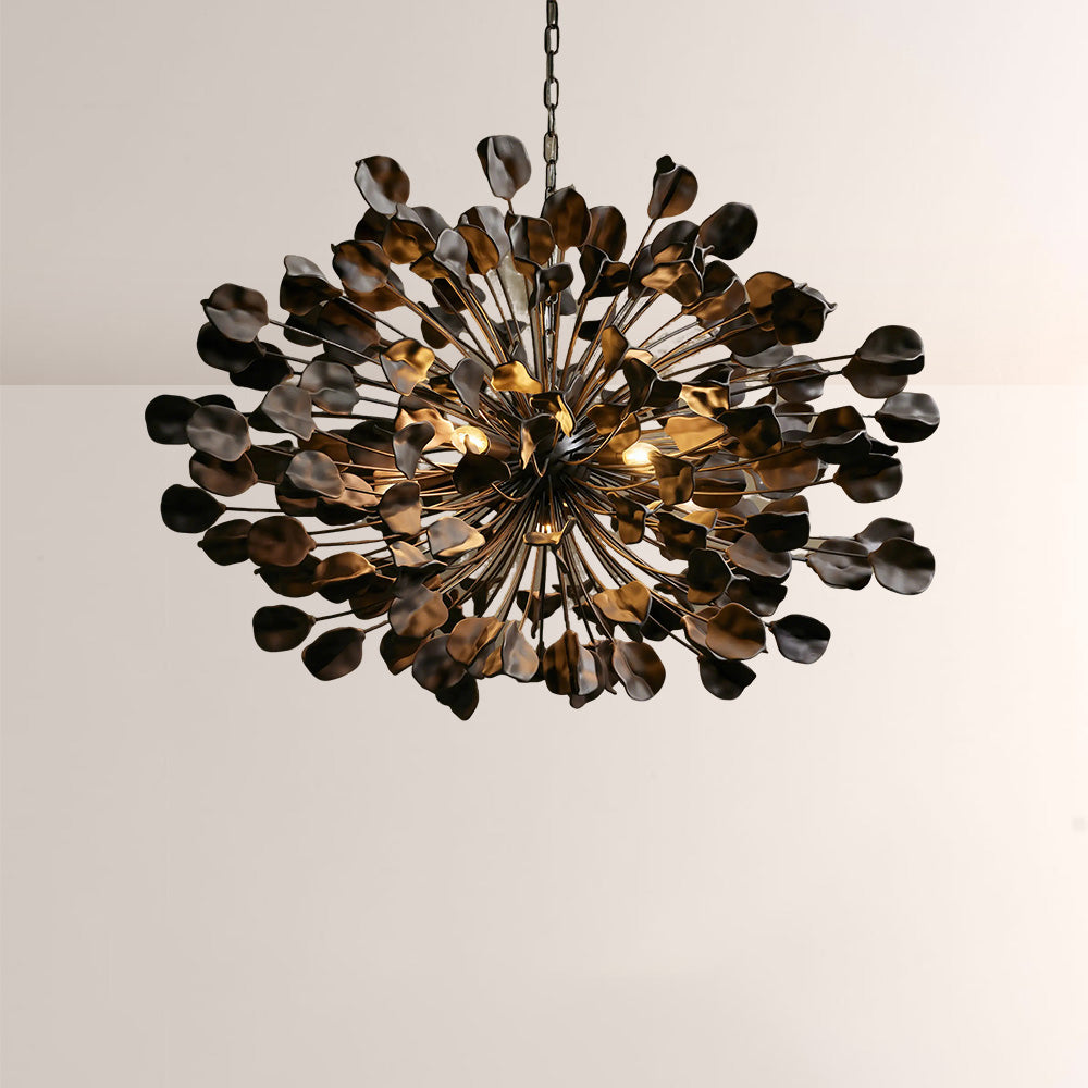 Chandelier Handcrafted Ceramic Leaves 5-Light Dimmable