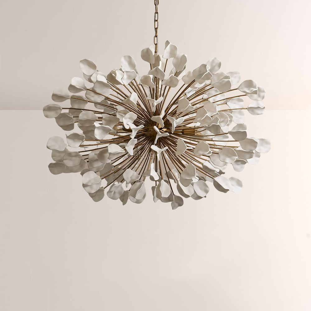 Chandelier Handcrafted Ceramic Leaves 5-Light Dimmable