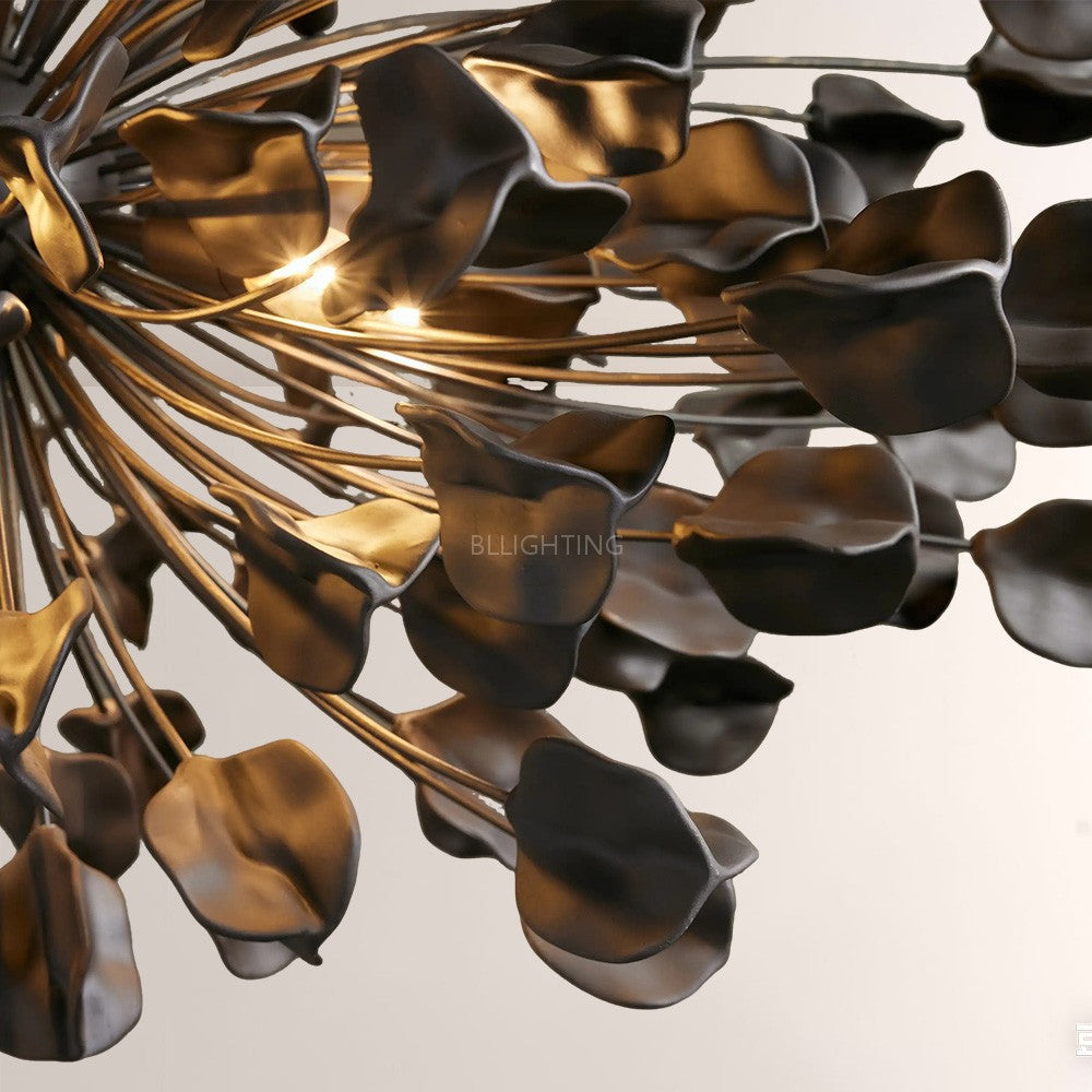 Chandelier Handcrafted Ceramic Leaves 5-Light Dimmable