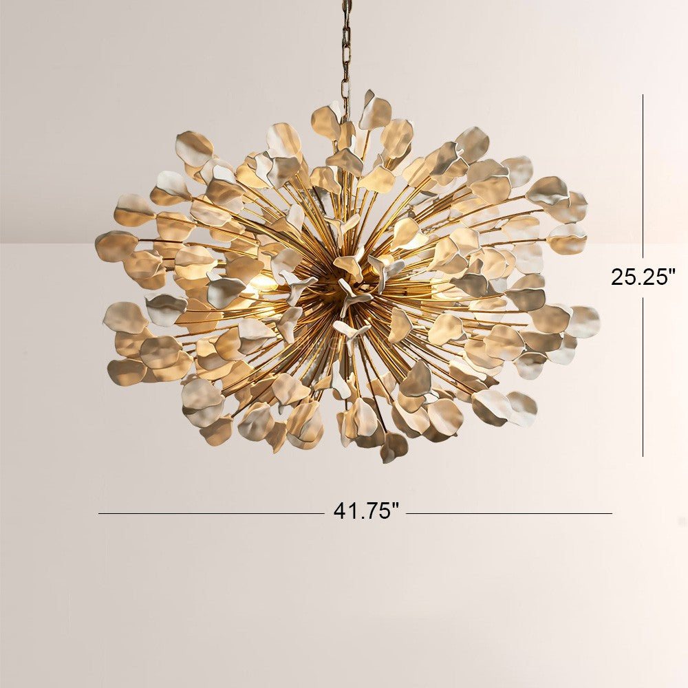 Chandelier Handcrafted Ceramic Leaves 5-Light Dimmable