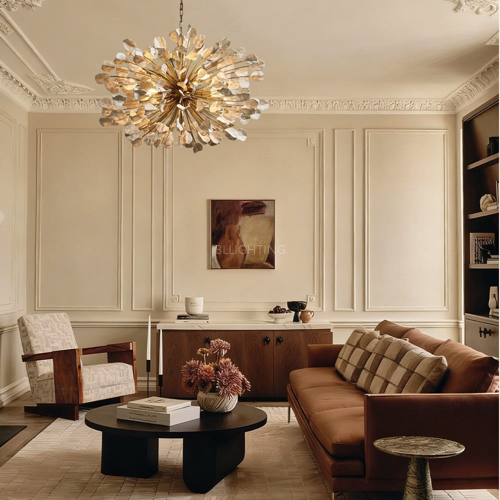 Chandelier Handcrafted Ceramic Leaves 5-Light Dimmable