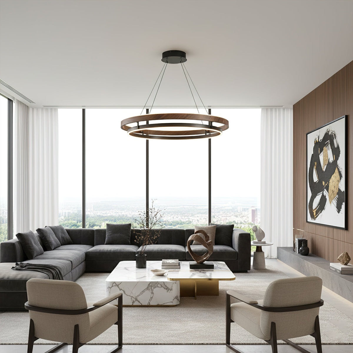 Chandelier Modern Crystal & Metal Adjustable Height