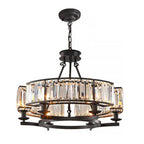 Chandelier Round Rustic Matte Black & K9 Crystal