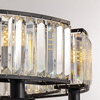 Chandelier Round Rustic Matte Black & K9 Crystal