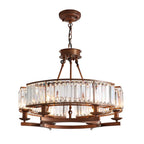 Chandelier Round Rustic Matte Black & K9 Crystal
